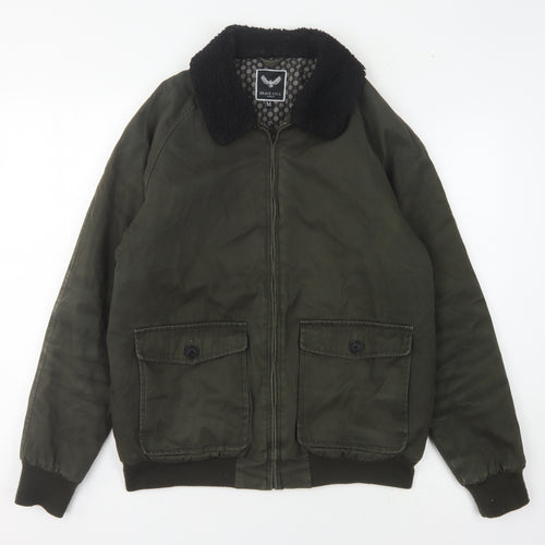 Brave Soul Men's Green Bomber Jacket Size M