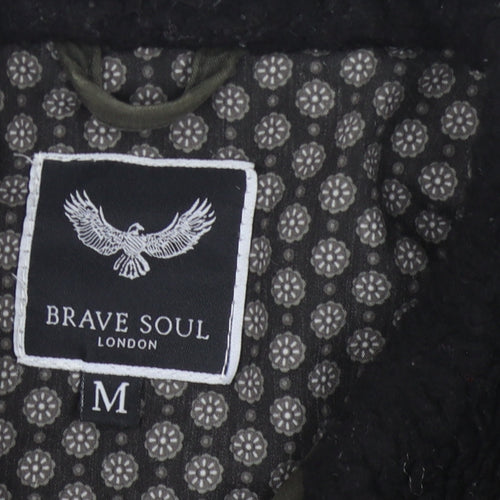 Brave Soul Men's Green Bomber Jacket Size M