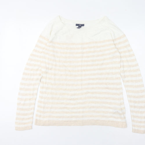 Gap Women Beige Striped Pullover Jumper M