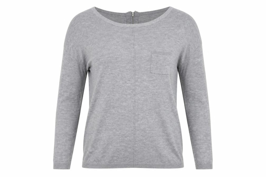 Front view of Next Women's Grey Merino Wool Crew Neck Jumper