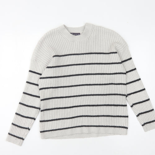 Marks and Spencer Women's Grey Striped Pullover Jumper L