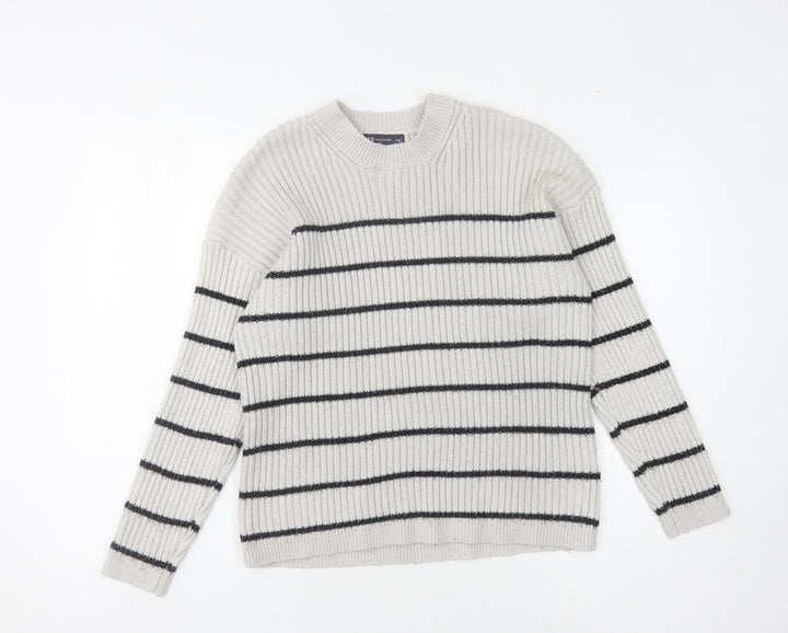 Marks and Spencer Women's Grey Striped Pullover Jumper L