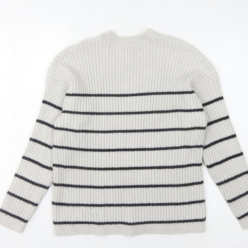 Marks and Spencer Women's Grey Striped Pullover Jumper L