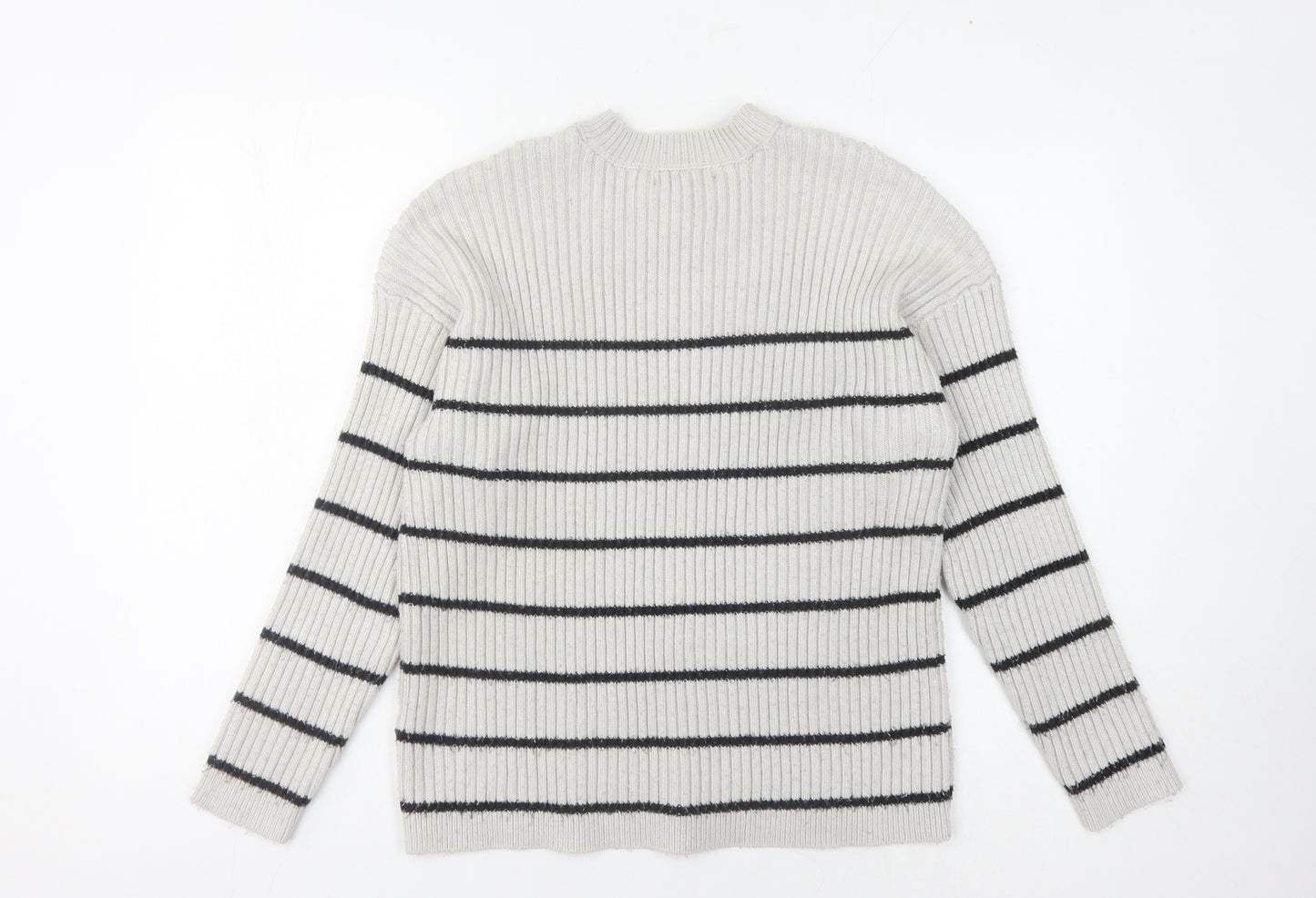 Marks and Spencer Women's Grey Striped Pullover Jumper L