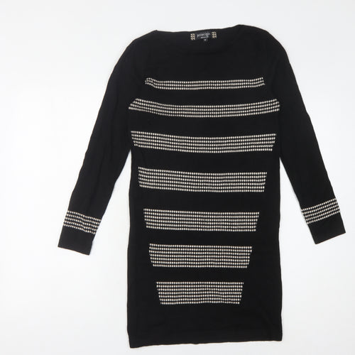 Principles Black Sheath Dress, UK 10, Studded Accents, Casual