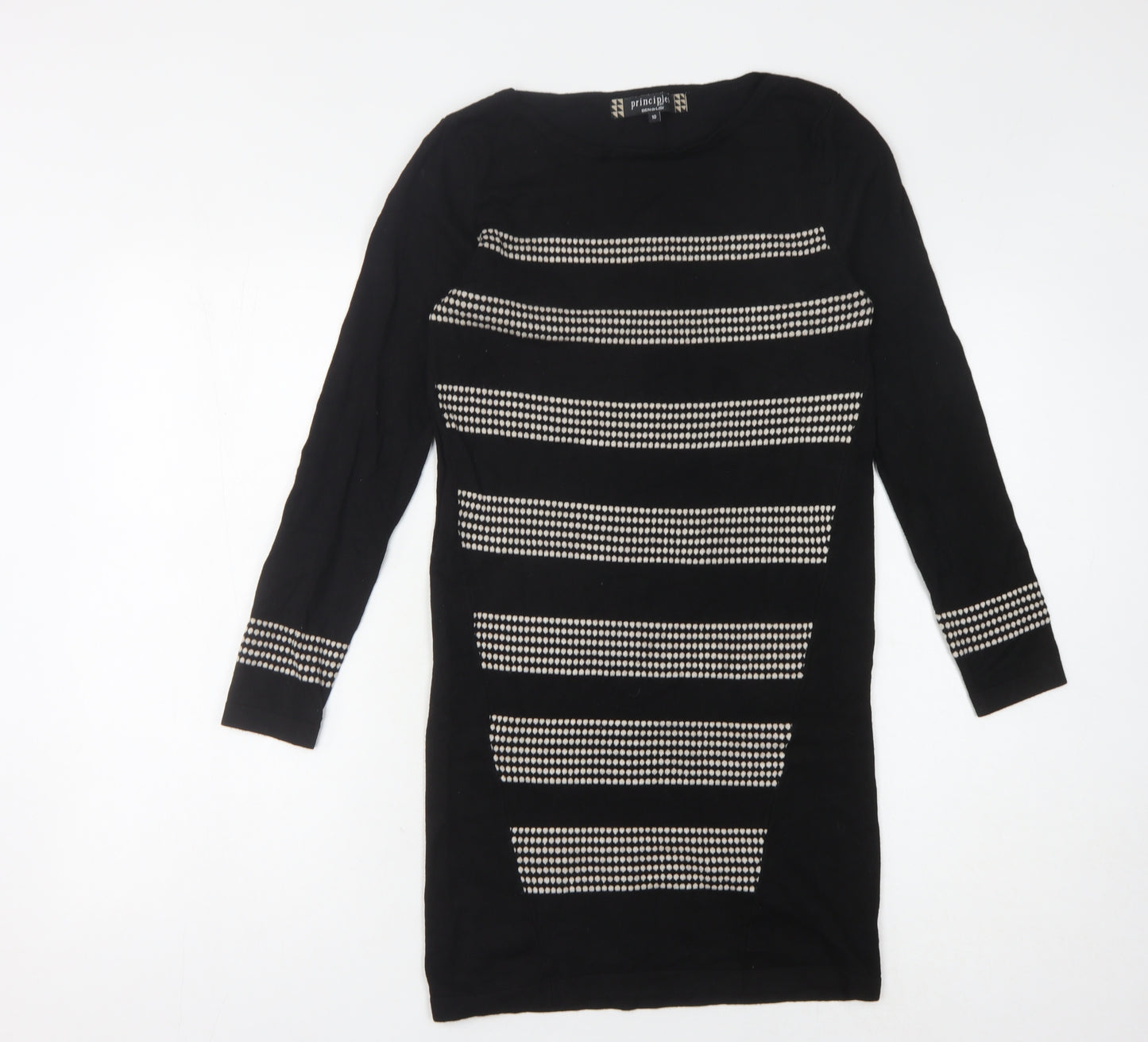 Principles Black Sheath Dress, UK 10, Studded Accents, Casual