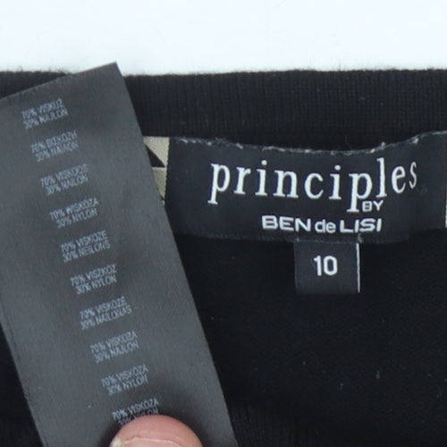 Principles Black Sheath Dress, UK 10, Studded Accents, Casual