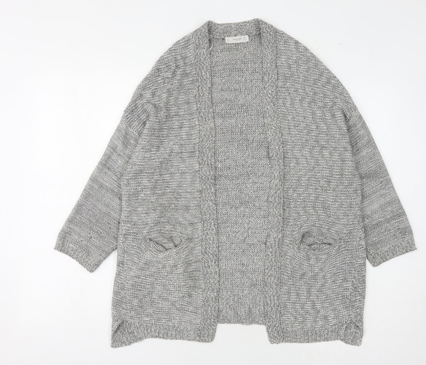Mango Women's Grey Open Front Cardigan, Size S, Long Sleeve