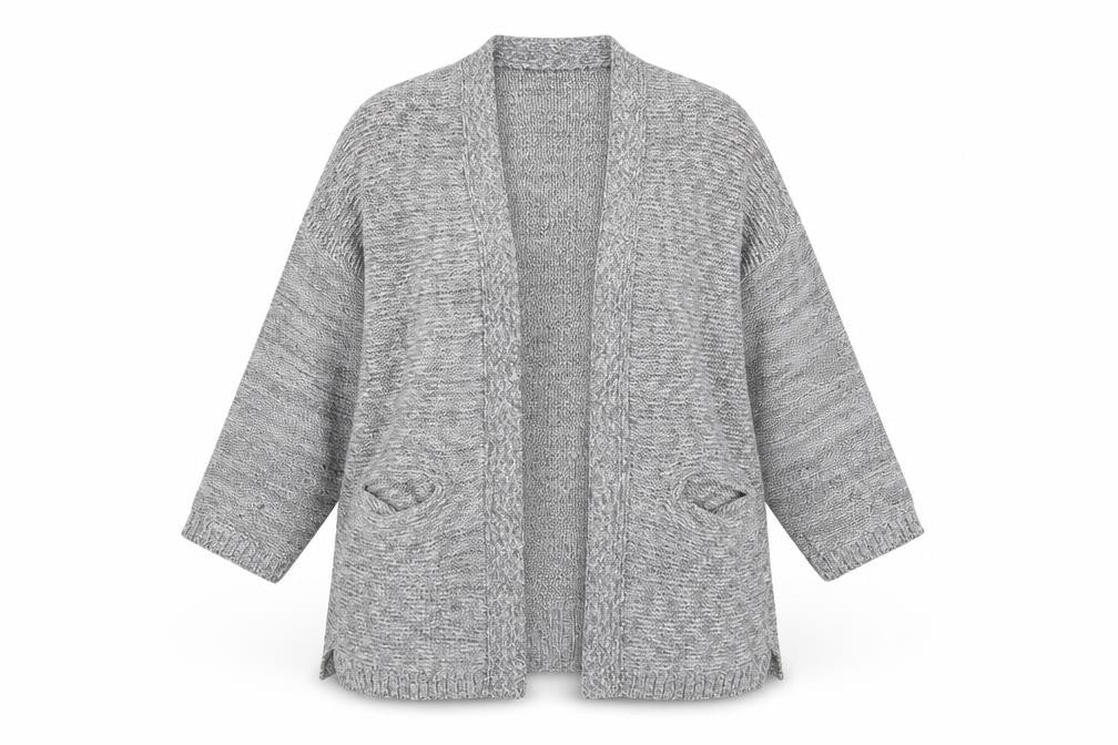 Mango Women's Grey Open Front Cardigan, Size S, Long Sleeve