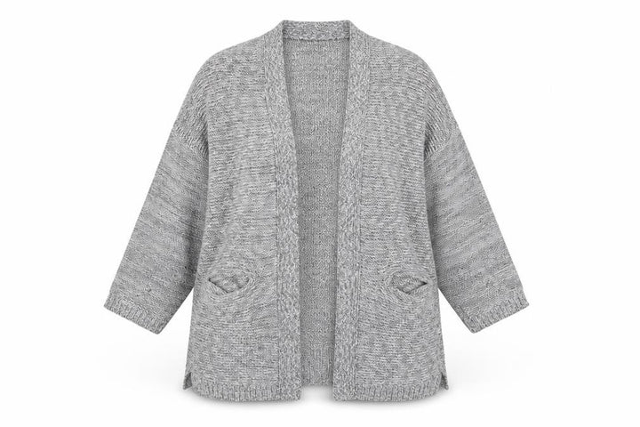 Mango Women's Grey Open Front Cardigan, Size S, Long Sleeve