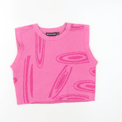 PrettyLittleThing Women’s Pink Cropped Vest Size 10