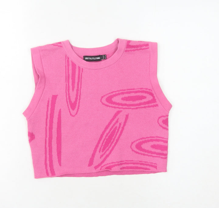 PrettyLittleThing Women’s Pink Cropped Vest Size 10