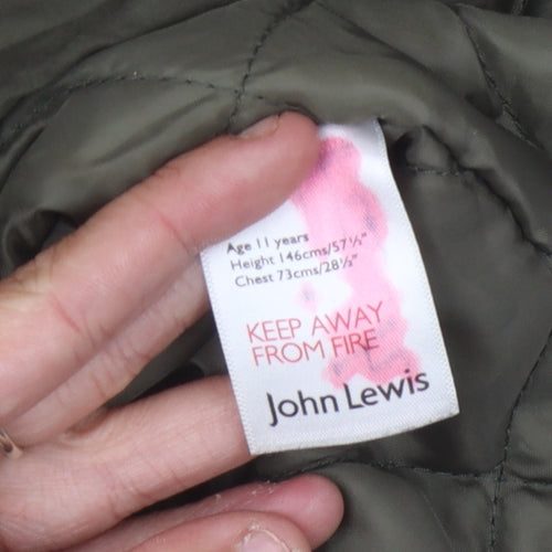 John Lewis Girls Green Parka Coat 11 Years