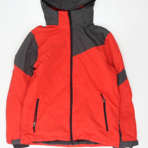 Crane Men's Red Puffer Jacket, Size M, Hooded, Casual