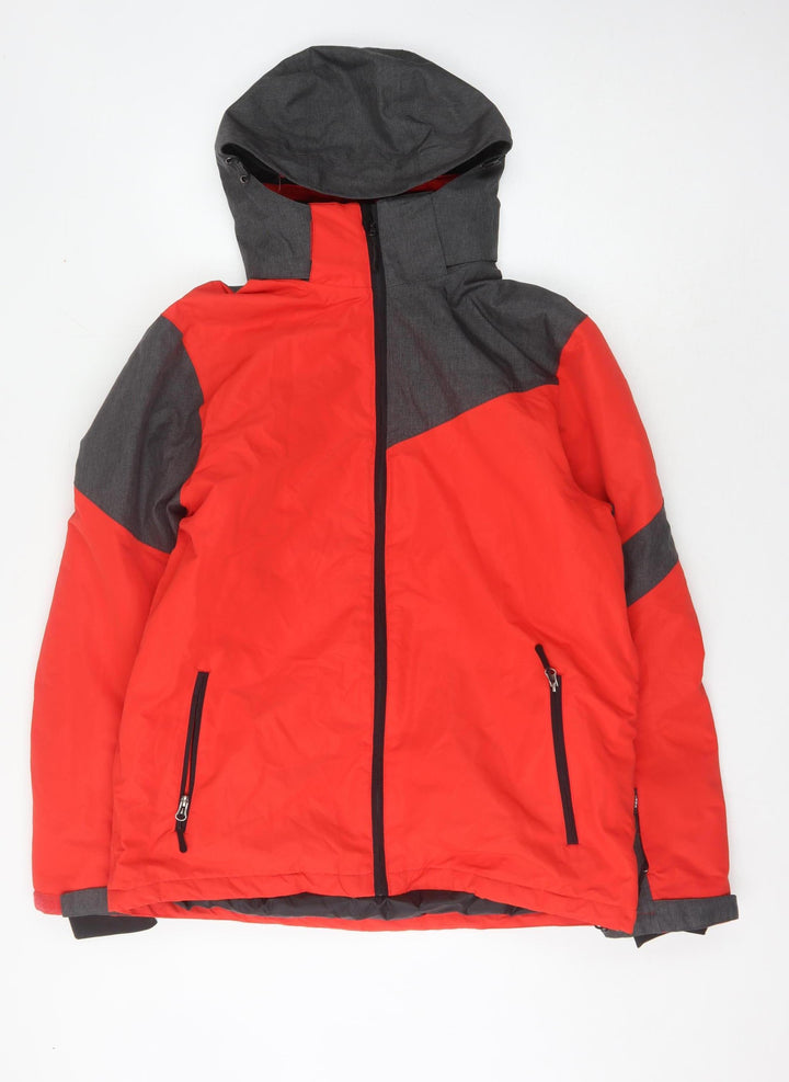 Crane Men's Red Puffer Jacket, Size M, Hooded, Casual