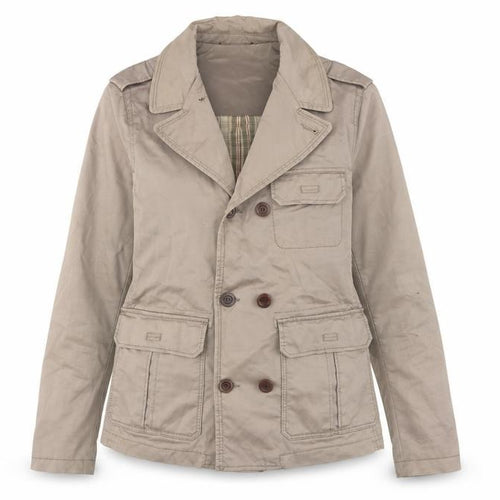 Mango Beige Unisex Jacket XS Double-Breasted Casual
