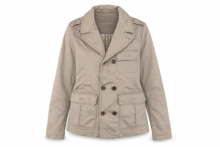 Mango Beige Unisex Jacket XS Double-Breasted Casual