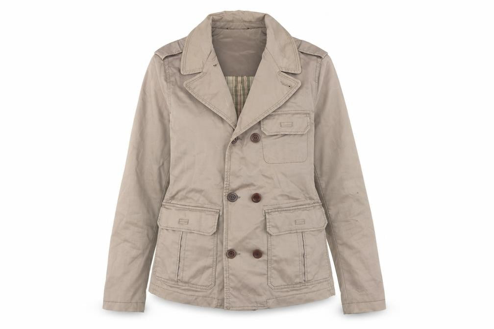 Mango Beige Unisex Jacket XS Double-Breasted Casual