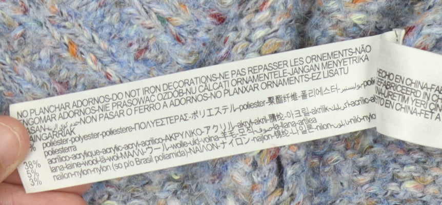 Zara Women's Blue Open-Knit Pullover Jumper M