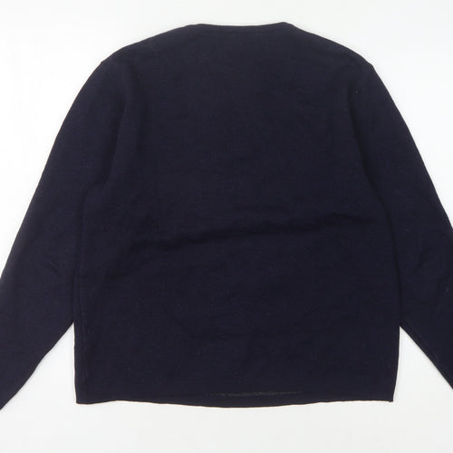 Nigel Hall Unisex Blue V-Neck Wool Pullover Jumper M