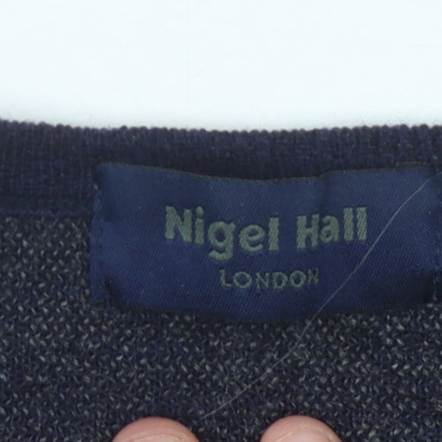 Nigel Hall Unisex Blue V-Neck Wool Pullover Jumper M