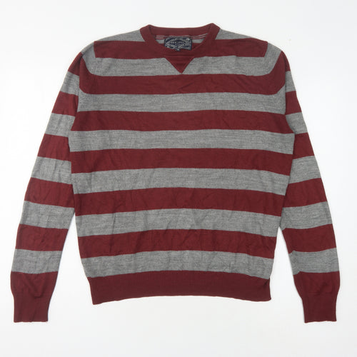 New Look Men’s Red Striped Acrylic Pullover Jumper M