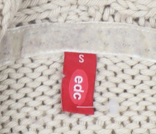 EDC Women's Beige Cowl Neck Cable-Knit Jumper S