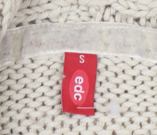 EDC Women's Beige Cowl Neck Cable-Knit Jumper S
