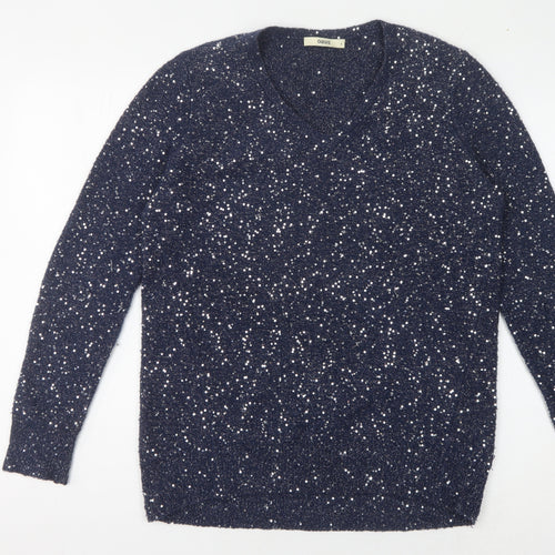 Oasis Women's Blue Sequin Pullover Jumper Size S