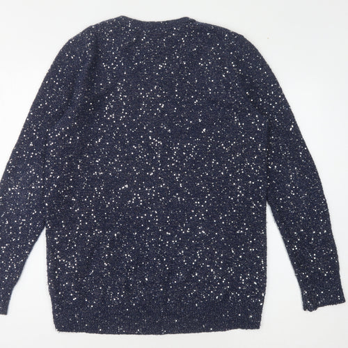 Oasis Women's Blue Sequin Pullover Jumper Size S