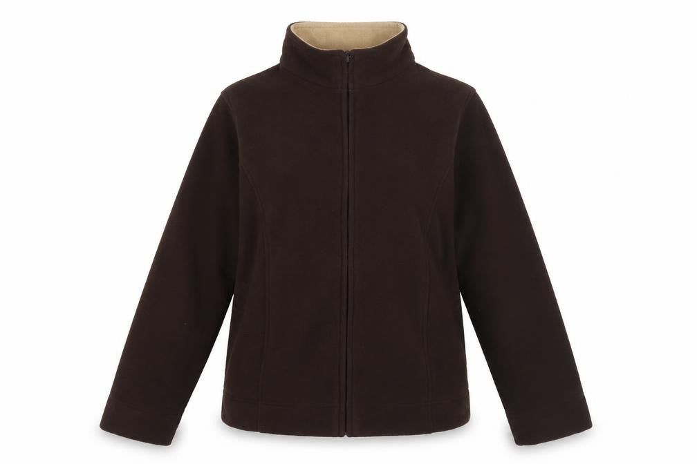 Front view of EWM Women’s Brown Fleece Jacket M Winter Zip