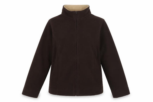 Front view of EWM Women’s Brown Fleece Jacket M Winter Zip
