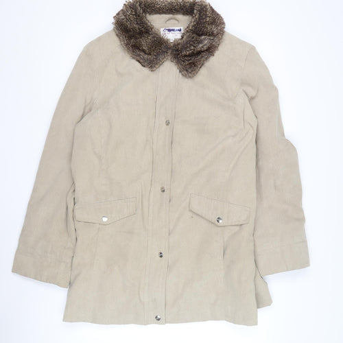 EWM Women's Beige Faux Fur Trim Coat Size 20