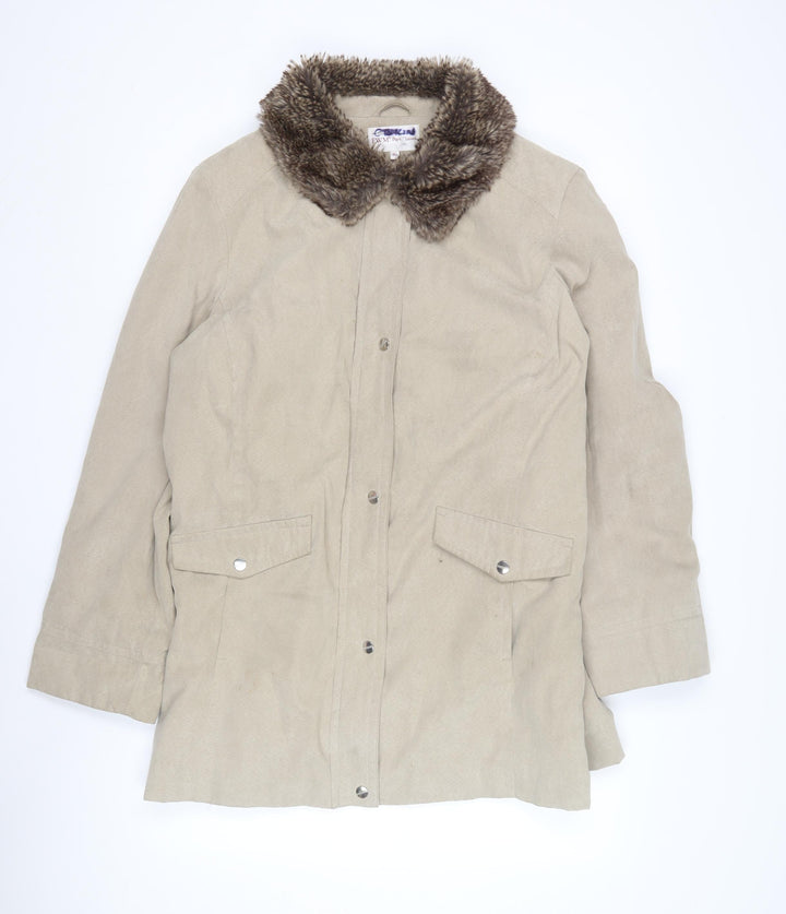 EWM Women's Beige Faux Fur Trim Coat Size 20