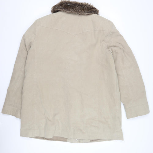 EWM Women's Beige Faux Fur Trim Coat Size 20