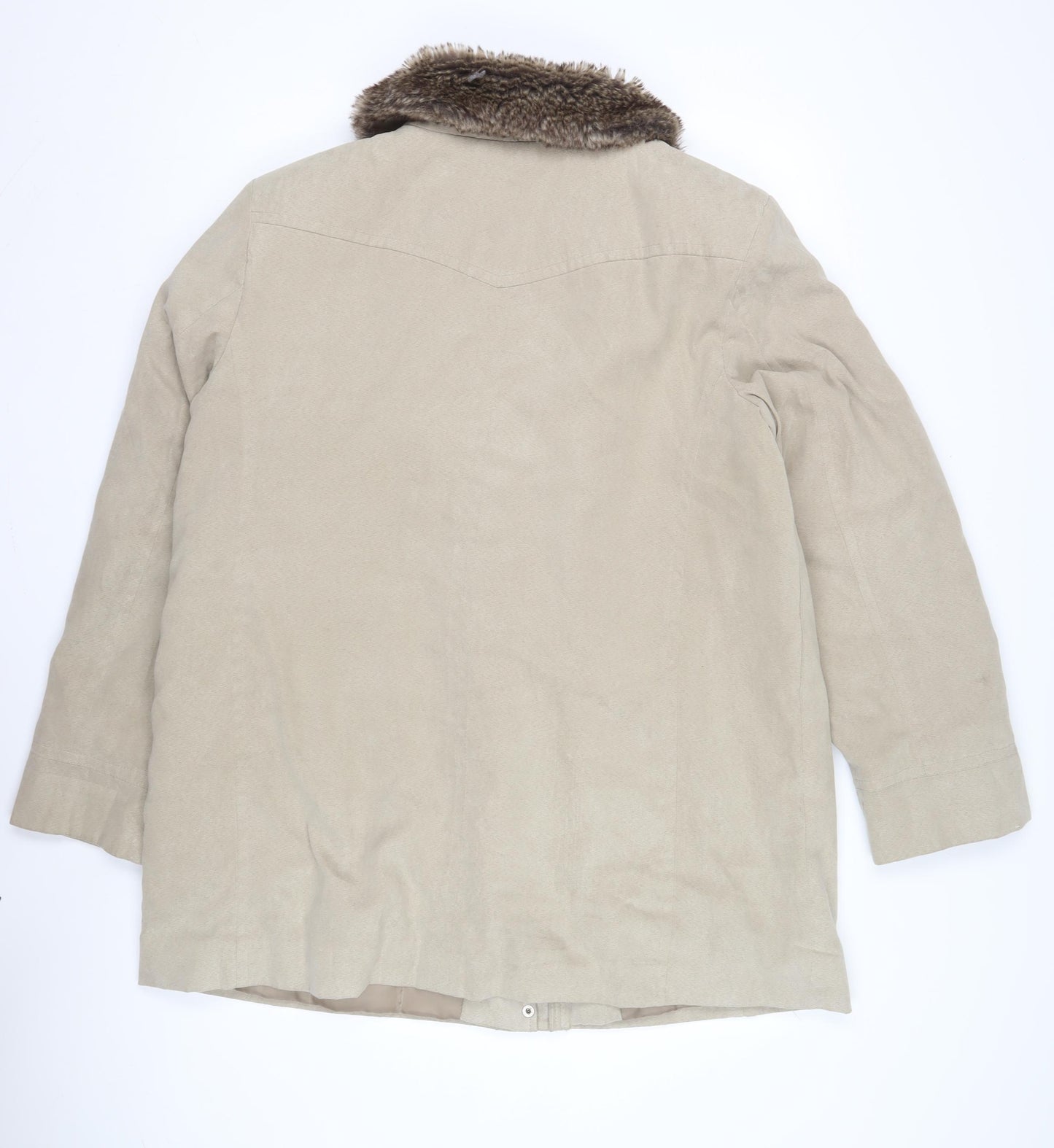 EWM Women's Beige Faux Fur Trim Coat Size 20