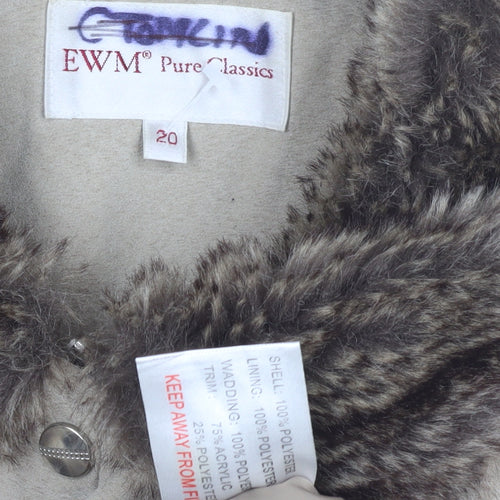 EWM Women's Beige Faux Fur Trim Coat Size 20