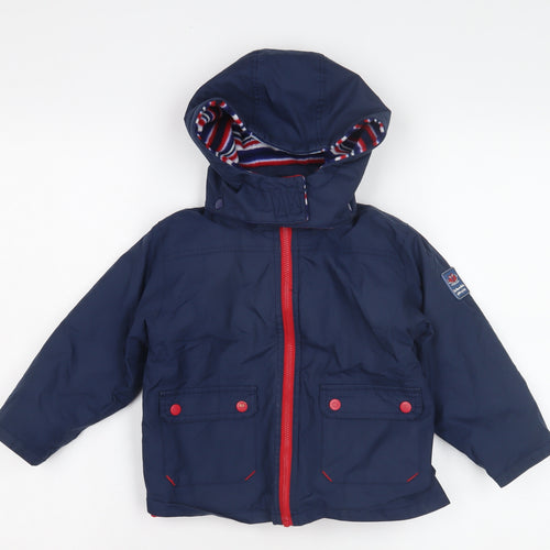 JoJo Maman Bébé Boys Blue Hooded Parka 2-3 Years