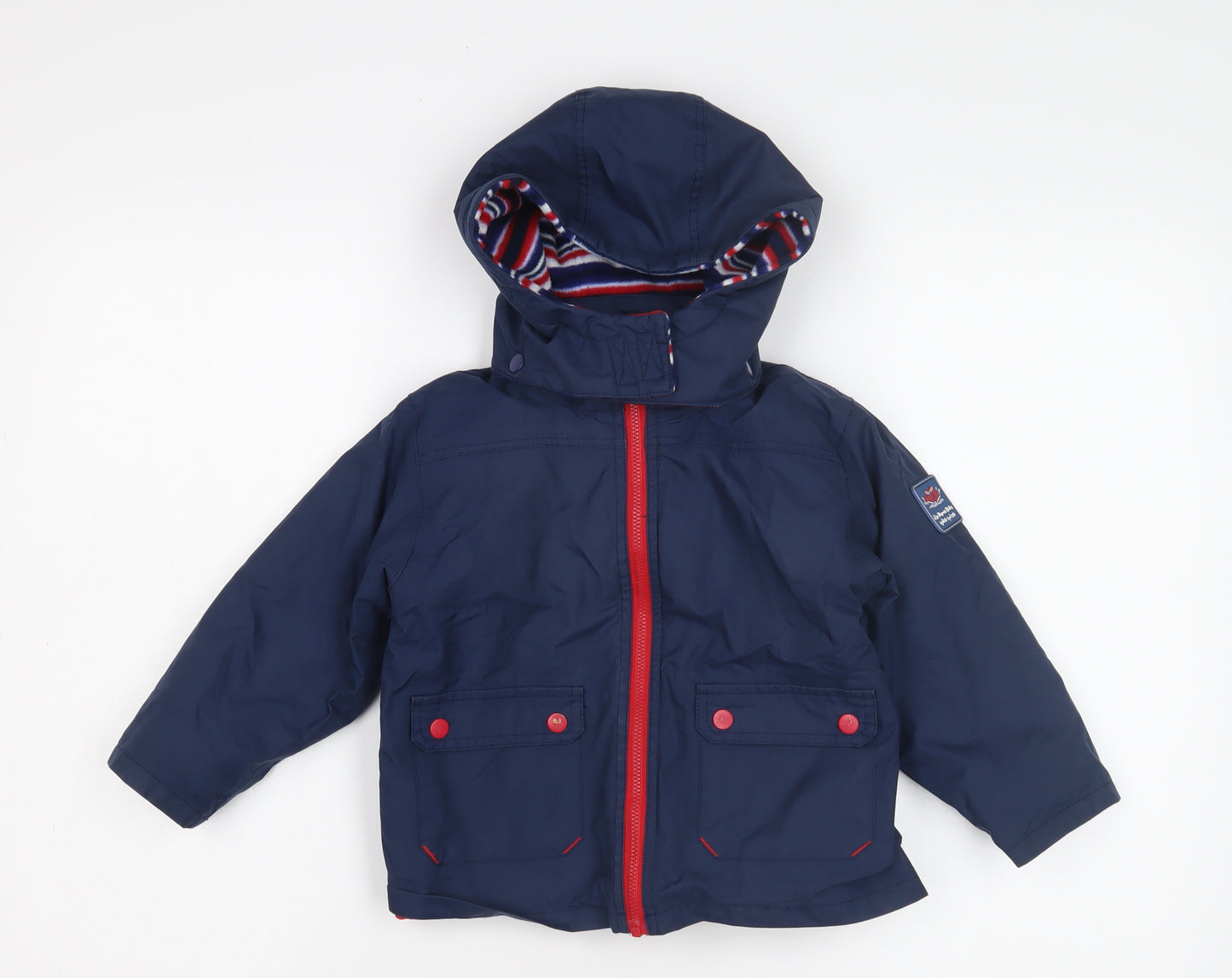 JoJo Maman Bébé Boys Blue Hooded Parka 2-3 Years