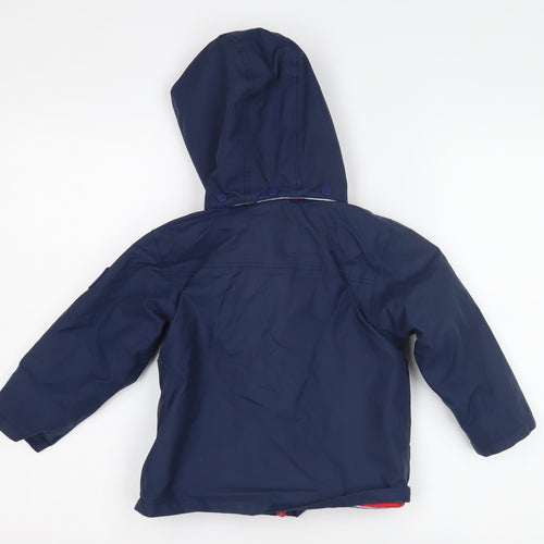 JoJo Maman Bébé Boys Blue Hooded Parka 2-3 Years