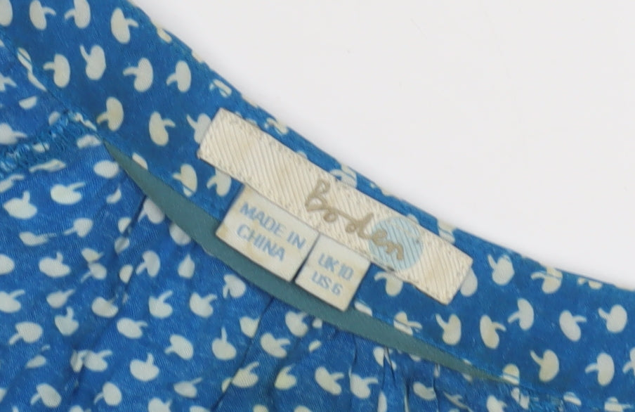Boden Women's Blue Geometric Blouse Size 10