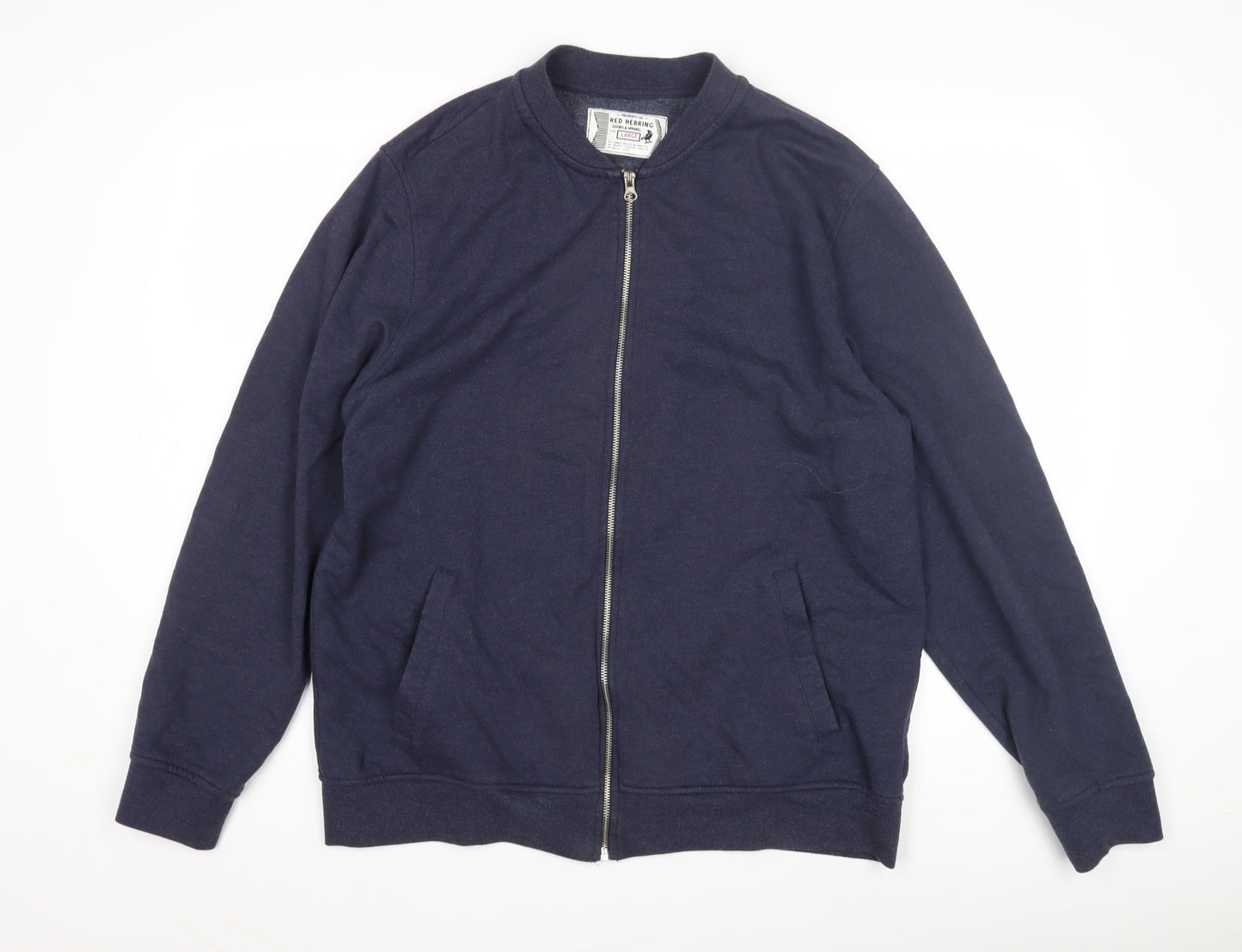 Red Herring Men's Blue Cotton Basic Jacket, Large