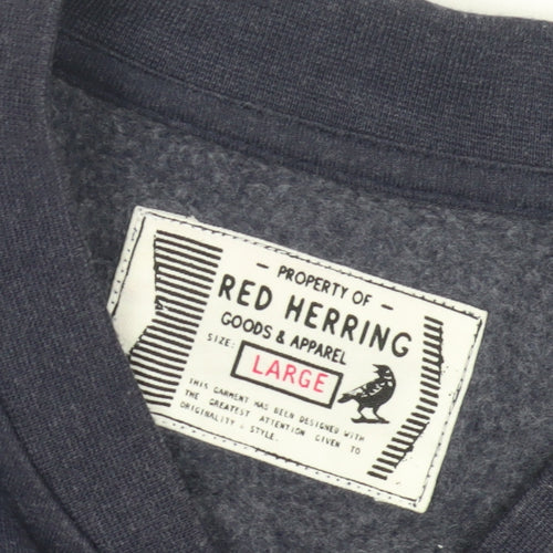 Red Herring Men's Blue Cotton Basic Jacket, Large