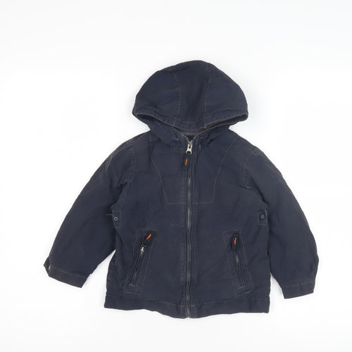 Gap Boys Blue Parka Jacket 2-3 Years Hooded Zipped Pockets