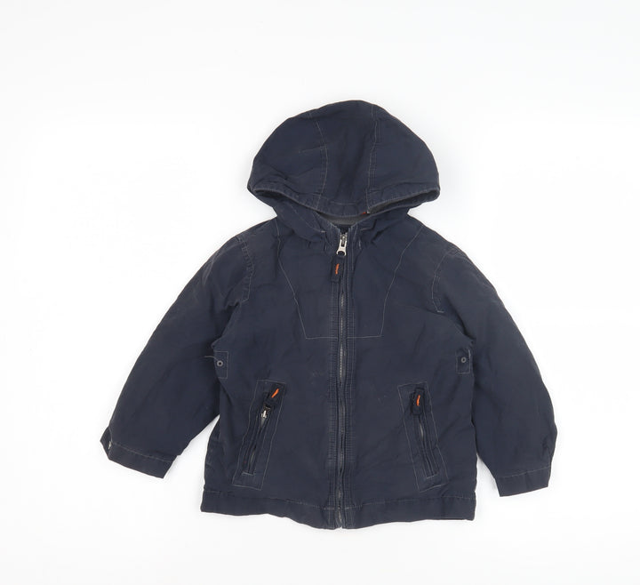 Gap Boys Blue Parka Jacket 2-3 Years Hooded Zipped Pockets