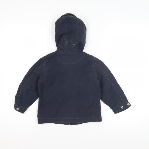 Gap Boys Blue Parka Jacket 2-3 Years Hooded Zipped Pockets