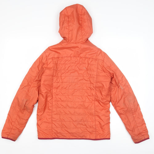 Decathlon Girls Orange Puffer Jacket - 14 Years, Hooded, Mid-Length