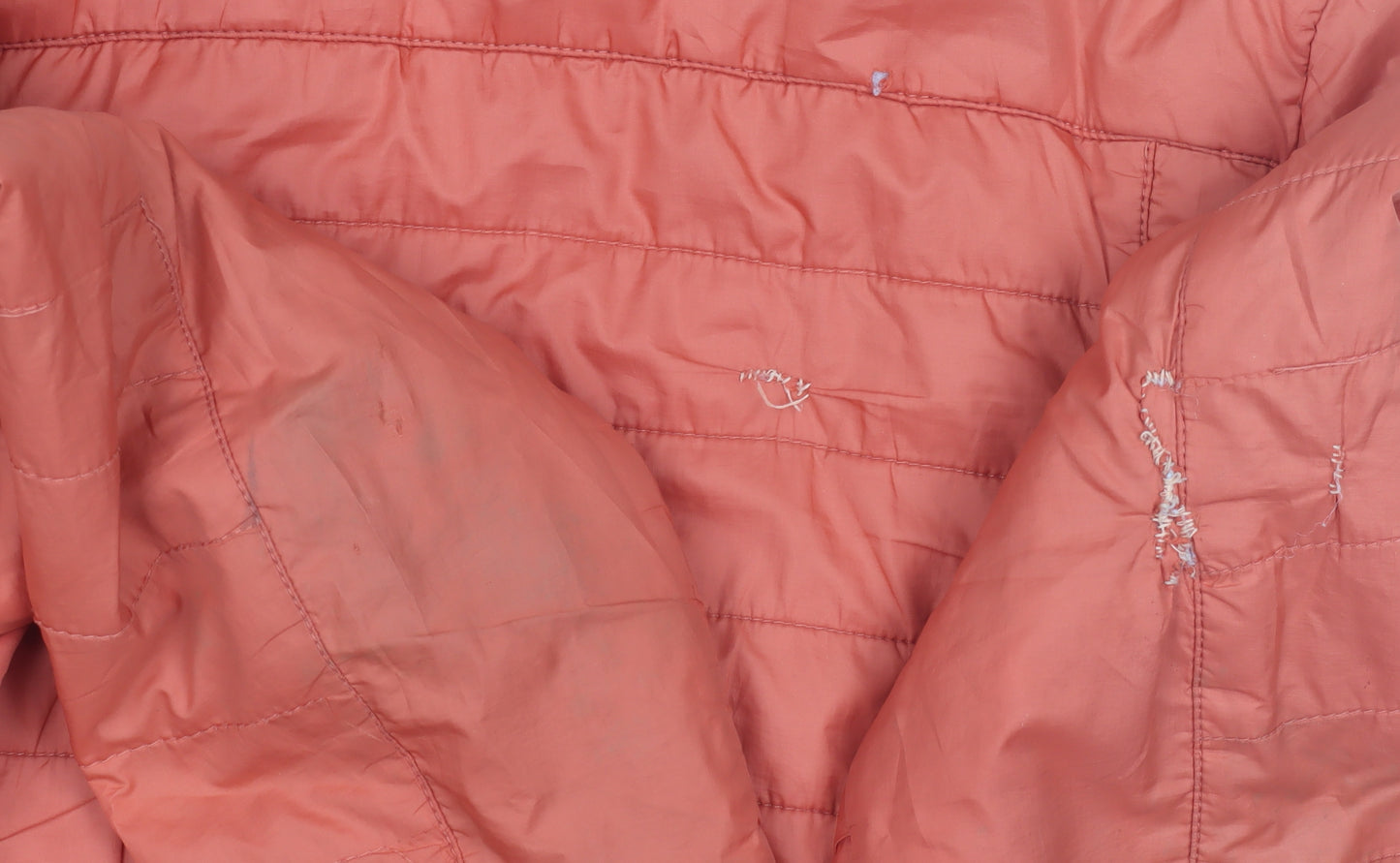 Decathlon Girls Orange Puffer Jacket - 14 Years, Hooded, Mid-Length