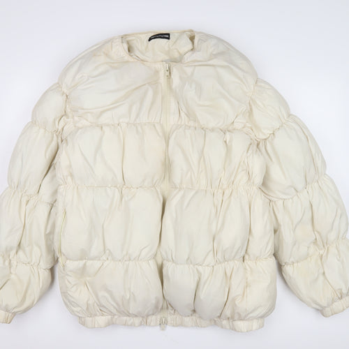 PrettyLittleThing Women's Ivory Puffer Jacket Size S