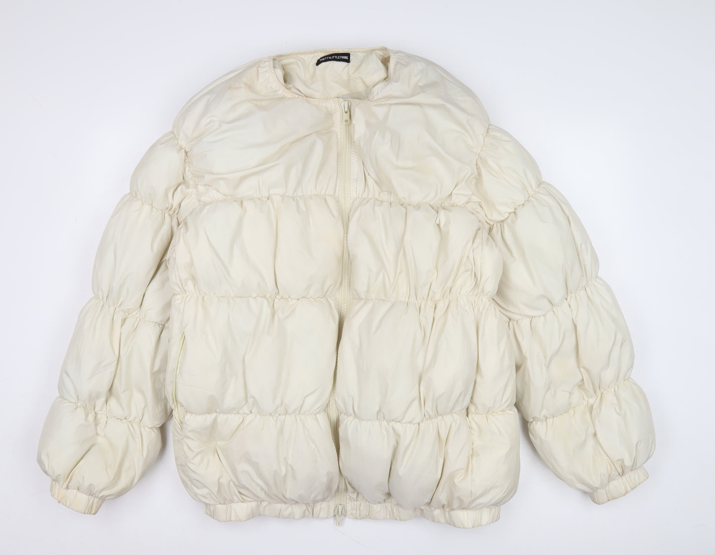PrettyLittleThing Women's Ivory Puffer Jacket Size S